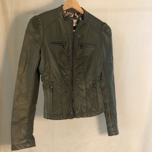True Love USA olive green faux leather jacket